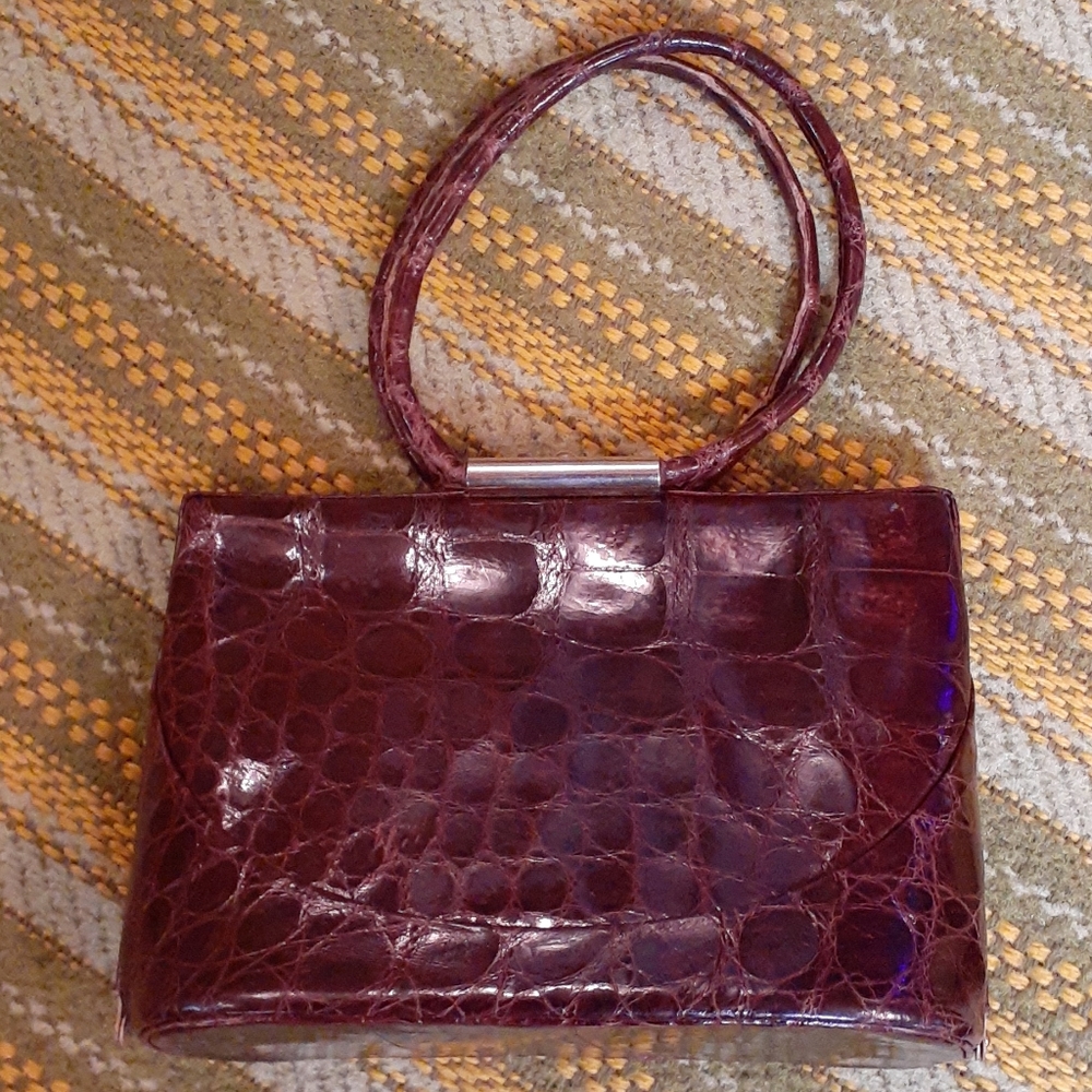 Vintage alligator small brown handbag